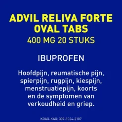 Advil Reliva Forte Oval-Tabs 400 mg Ibuprofen voor Pijn en Koorts 20 stuks