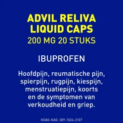Advil Reliva Liquid-Caps 200 mg Ibuprofen voor Pijn en Koorts 20 stuks