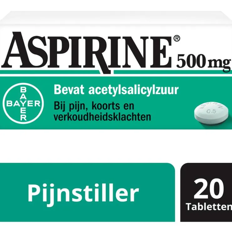 Aspirine 500 mg helpt bij pijn 20 tabletten