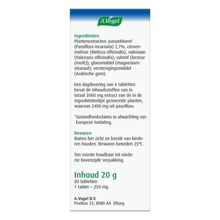 A.Vogel Passiflora Rustgevende1* Tabletten Helpt Bij Stressmomenten1* 80 stuks