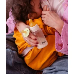 Bibs Babyfles 150 ML Ivory met Latex speen en opvouwbaar trechtertje
