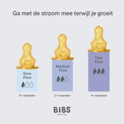 Bibs Babyfles 150 ML Ivory met Latex speen en opvouwbaar trechtertje