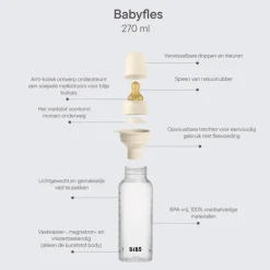 Bibs Babyfles 270 ML Sage met Latex speen en opvouwbaar trechtertje