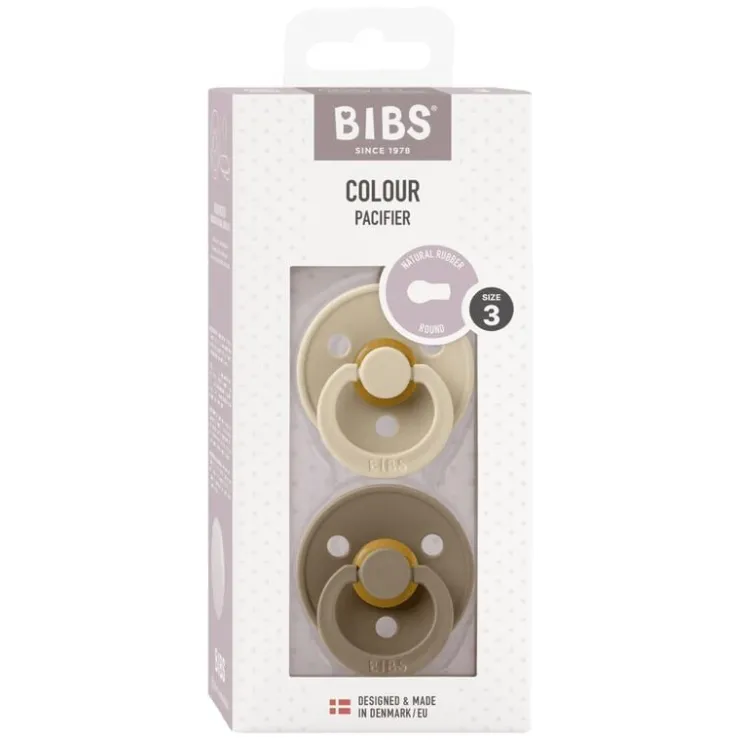 Bibs Fopspeen Two Pack Natuurlijk Rubber Vanilla/Dark Oak Maat 3