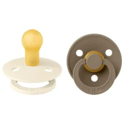 Bibs Fopspeen Two Pack Natuurlijk Rubber Ivory/Dark Oak Maat 1