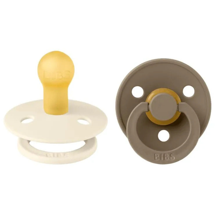 Bibs Fopspeen Two Pack Natuurlijk Rubber Ivory/Dark Oak Maat 1