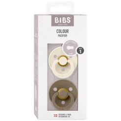 Bibs Fopspeen Two Pack Natuurlijk Rubber Ivory/Dark Oak Maat 1