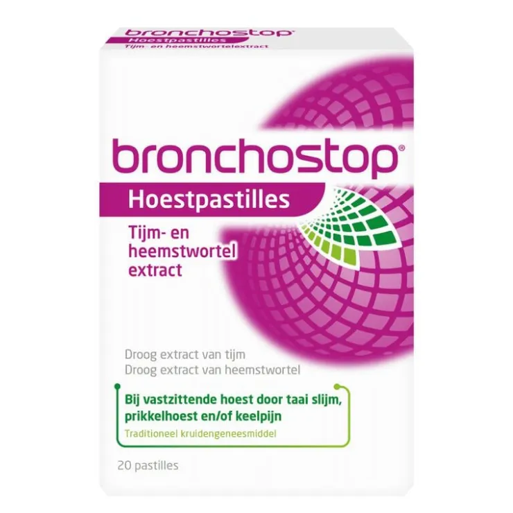 Bronchostop Hoestpastilles bij Vastzittende Hoest of Keelpijn 20 Stuks