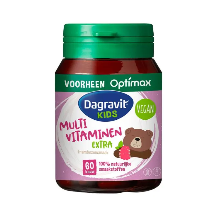Dagravit Natural Kids Multi Framboos Hooggedoseerd 60 Dragees