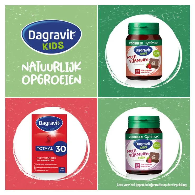 Dagravit Natural Kids Multi Framboos Hooggedoseerd 60 Dragees