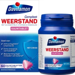 Davitamon Compleet Weerstand Vitamine C&D Bosvruchten 60 kauwtabl