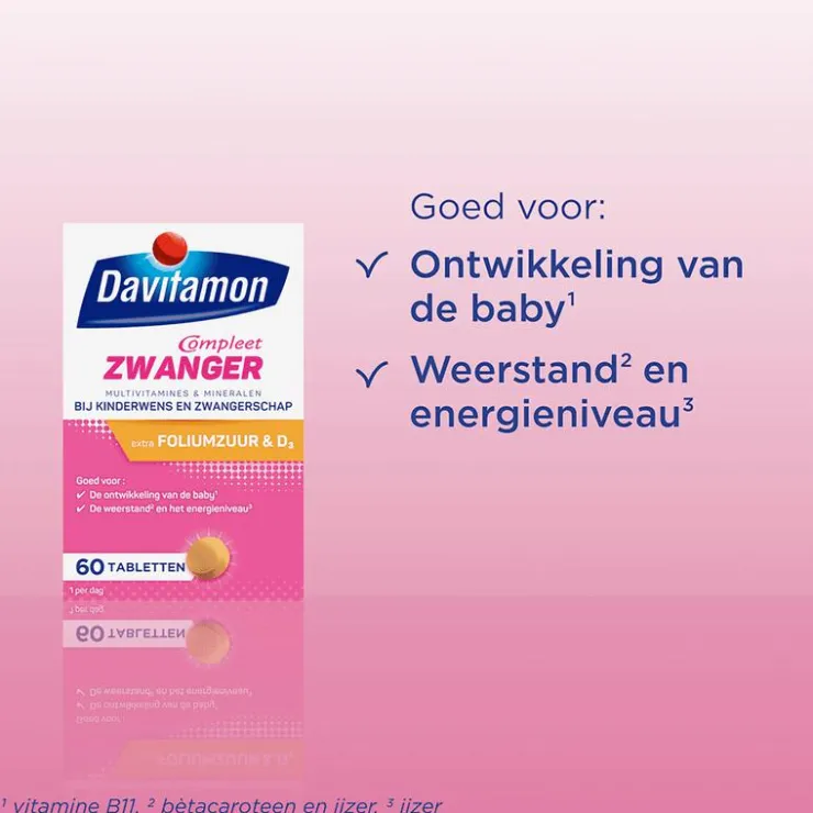 Davitamon Compleet Zwanger met Extra Foliumzuur en Vitamine D3 60 Tabletten