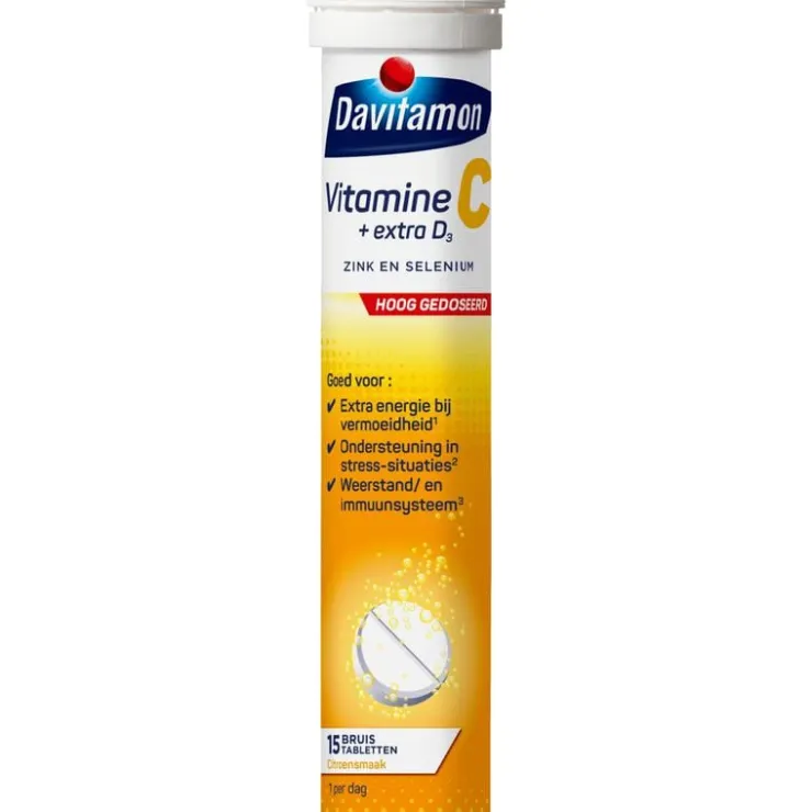 Davitamon Forte Vitamine C + Extra D3 Bruistabletten 15 stuks