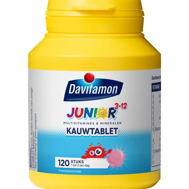 Davitamon Junior 3+ Multivitamine Kinderen Frambozensmaak 120 Kauwvitamines