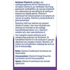 Davitamon Vitamine D3 75 mcg Smelttabletten 60+15 stuks