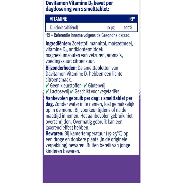 Davitamon Vitamine D Smelttabletten 150 stuks