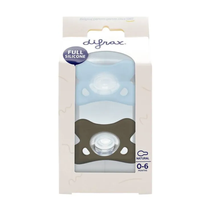Difrax Fopspeen Natural 0-6 Maanden Lichtblauw/Beige BPA-vrij