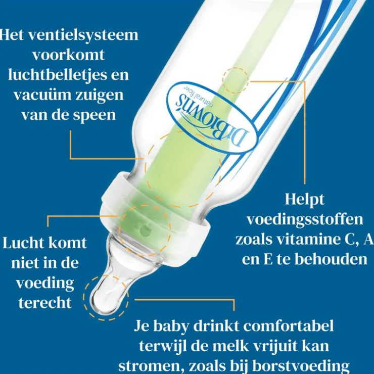 Dr. Brown's Dr. Brown’s Anti-Colic Smalle Halsfles Glas 250 ML