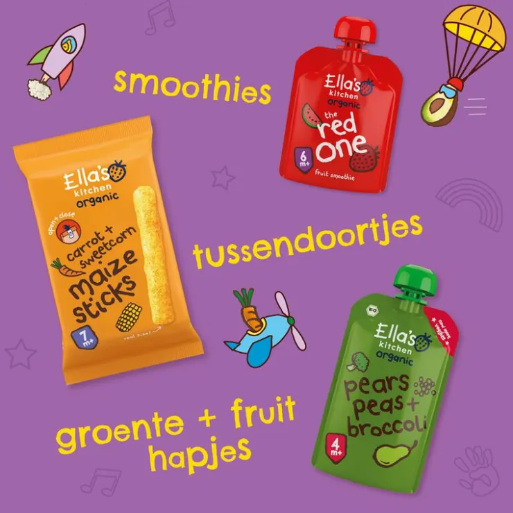 Ella's Kitchen Bio Puff Pops Erwt Maïs Snack Bio 10+ Maanden