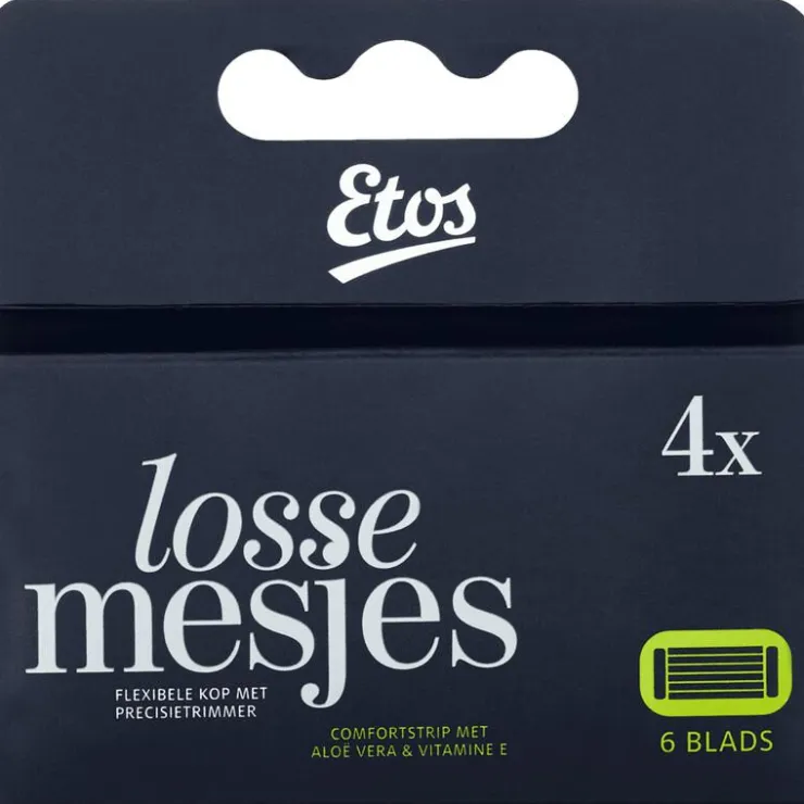 Heren Etos Scheermes Man Navul 6 Blads Zwart 4 stuks
