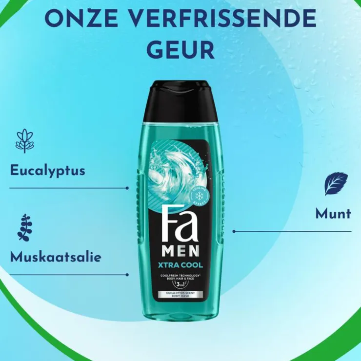 Heren FA Men Extreme Cool Douchegel & Shampoo 250 ML