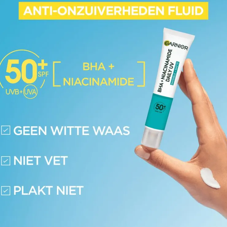 Garnier PureActive BHA + Niacinamide Daily fluid met SPF 50 40ML