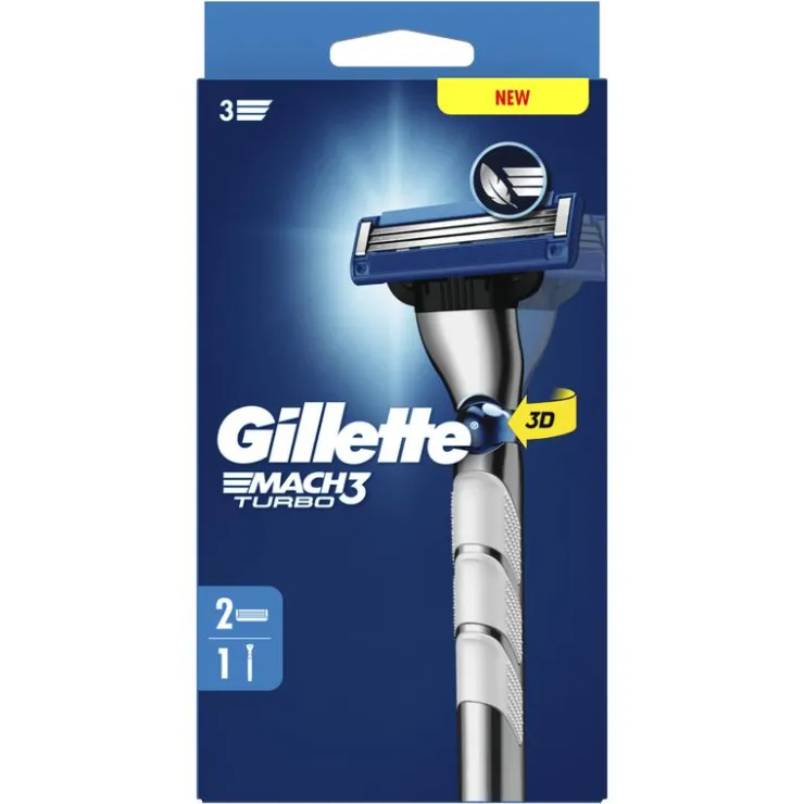 Heren Gillette Mach3 Turbo Scheersysteem Met 2 Navulmesjes