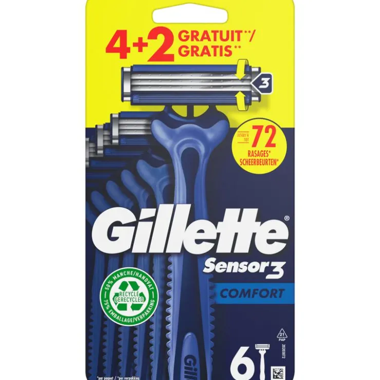 Heren Gillette Sensor3 Comfort Wegwerpmesjes 4+2 stuks