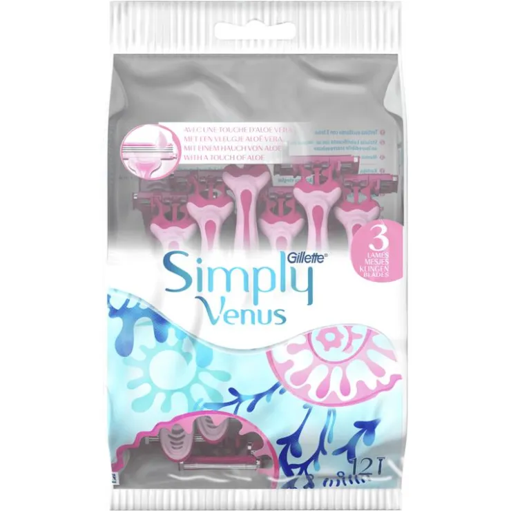 Heren Gillette Venus Simply 3 Wegwerpmesjes 12 Suks