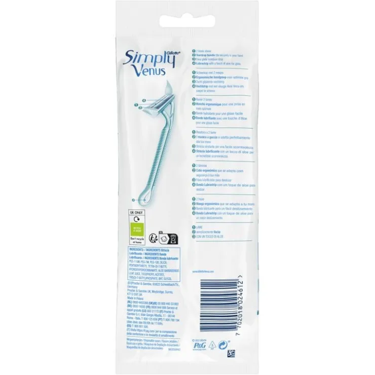 Heren Gillette Venus Simply 2 Wegwerpmesjes 4 Stuks