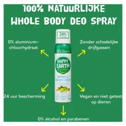 Happy Earth 100% Natural Whole Body Deo Spray Cedar Lime 100ML