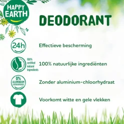 Happy Earth 100% Natuurlijke Unscented Deodorant Roller 75 ML