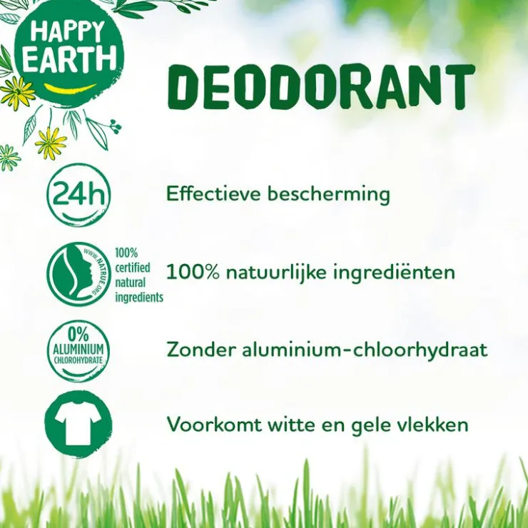 Happy Earth 100% Natuurlijke Men Protect Deodorant Roller 75 ML