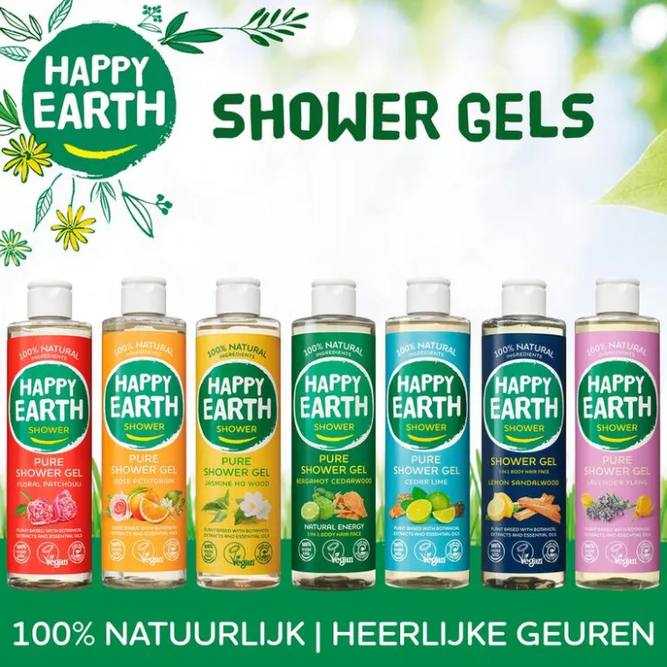 Happy Earth Cedar Lime 100% Natuurlijke Douchegel 300 ML
