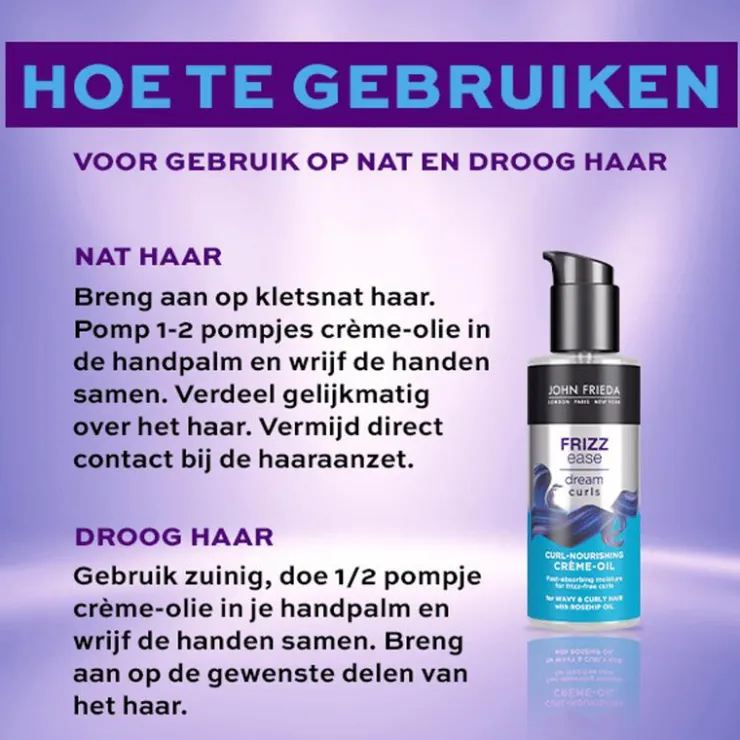 John Frieda Frizz Ease Dream Curls Crème Oil Voor Pluizig Haar 100 ML