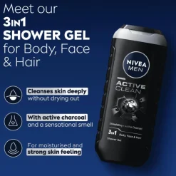 Heren NIVEA MEN Active Clean 3-in-1 Douchegel 500 ML