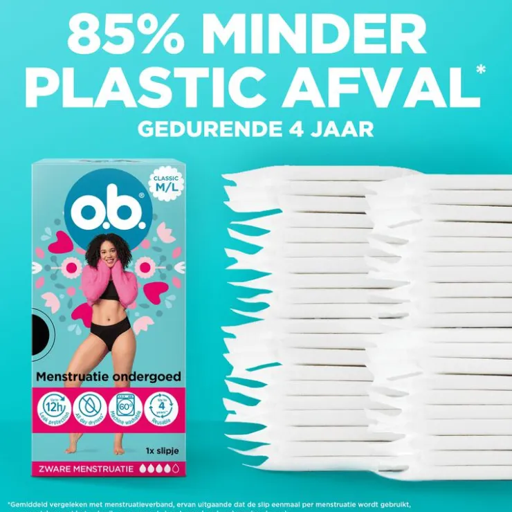 OB o.b.® Herbruikbaar Menstruatie Ondergoed Zwart M/L