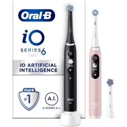 Oral-B iO 6 Duo Zwart & Roze 2 Elektrische Tandenborstels