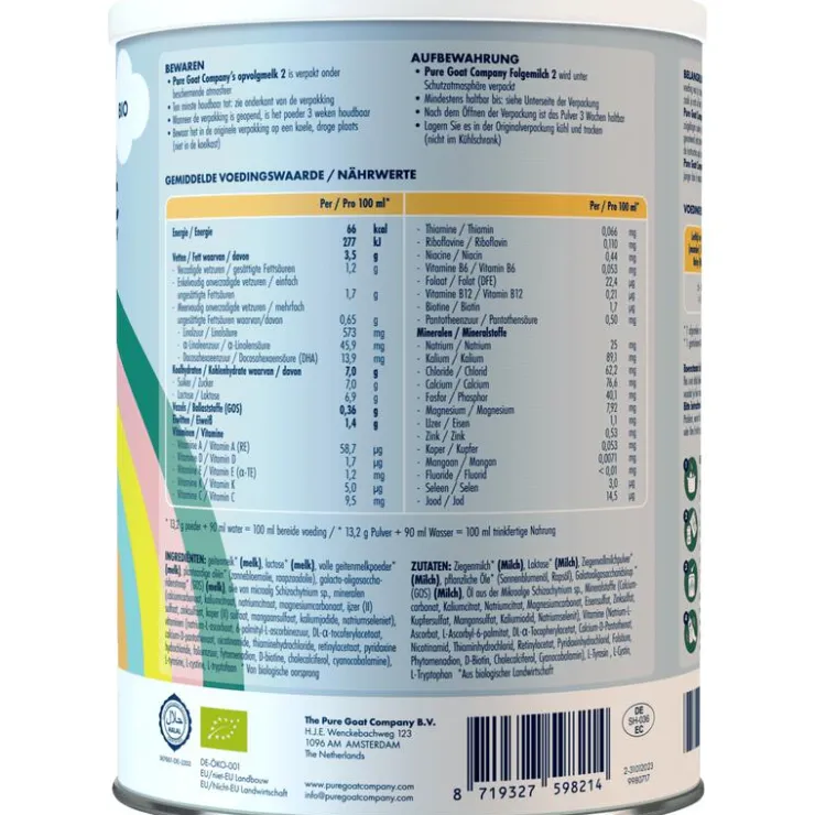 Pure Goat Bio Opvolgmelk 2 400 gr