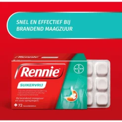 Rennie Suikervrij Kauwtabletten Bij Brandend Maagzuur 72 Stuks