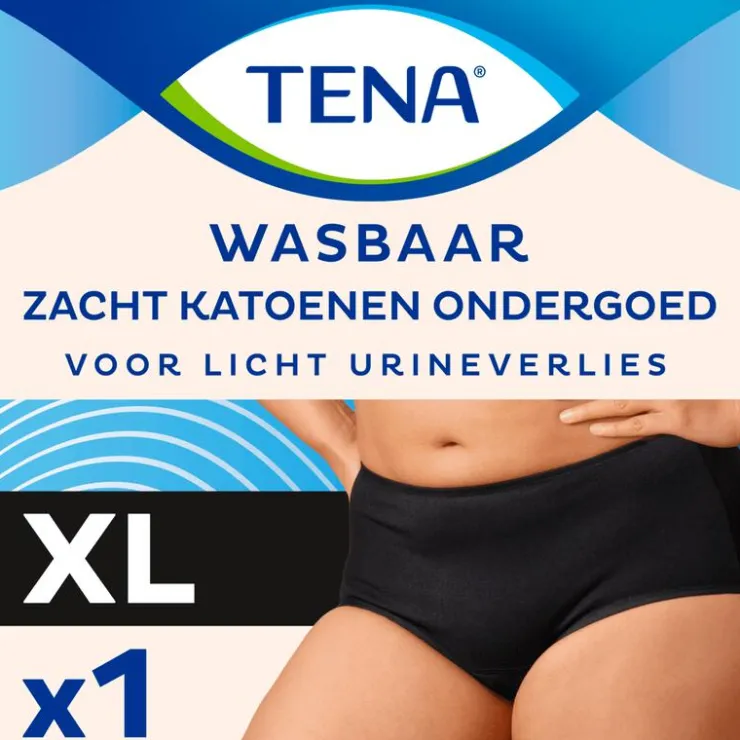Tena WASBAAR ONDERGOED ZWART XL